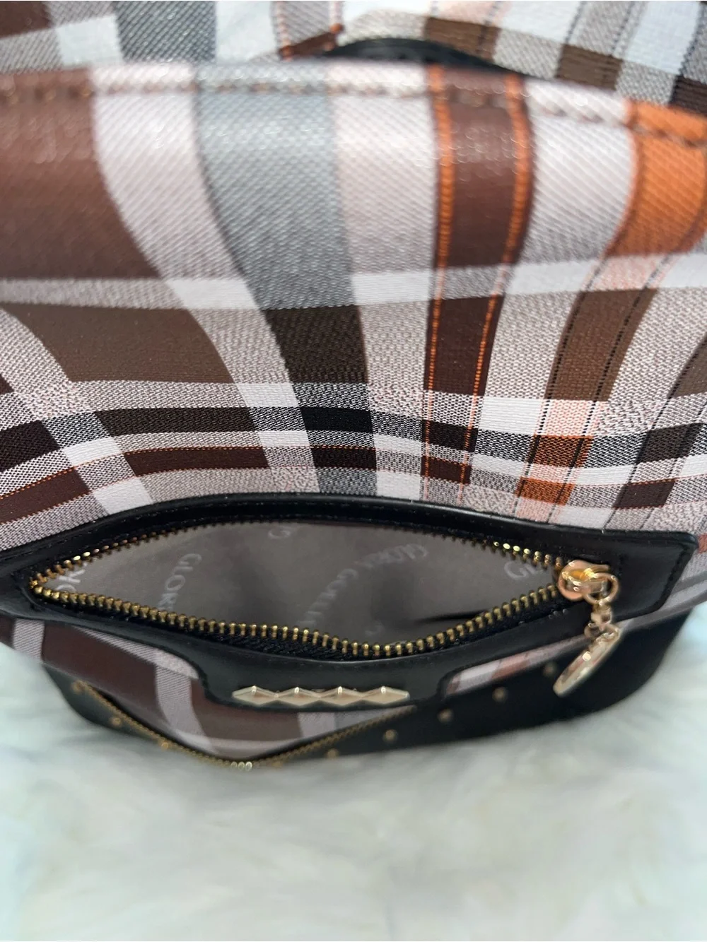 Gloria Goelia Plaid Stud-Accent Women's Backpack